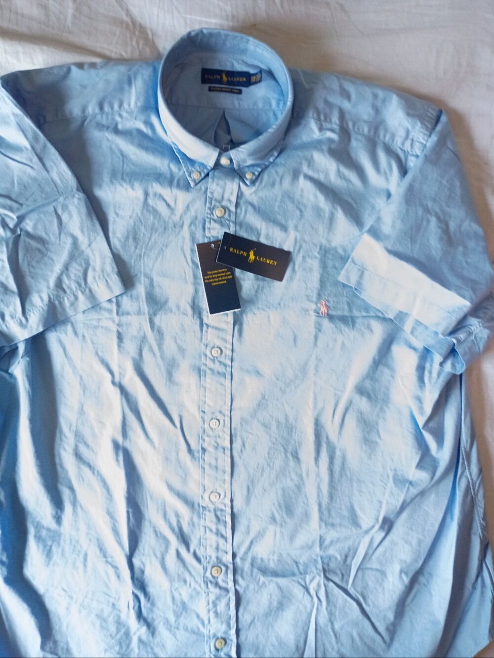 Ralph Lauren Light Blue Cotton Button-Down Dress Shirt